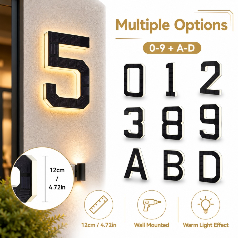 Outdoor Lighting For Front Of House - Güneş Enerjili LED Ev Numarası Tabelası