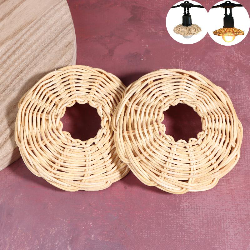Outdoor Lighting Vintage - 2 adet el dokuması Rattan abajur
