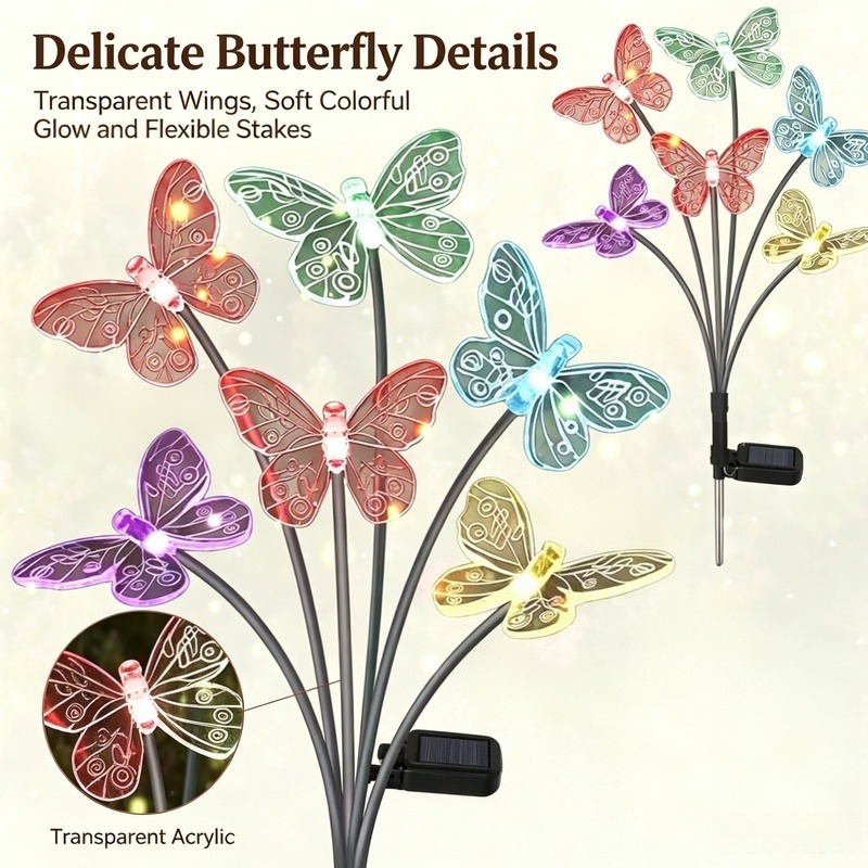 Outdoor Lighting Battery Powered - Güneş Enerjili Kelebek Lambalar, Su Geçirmez