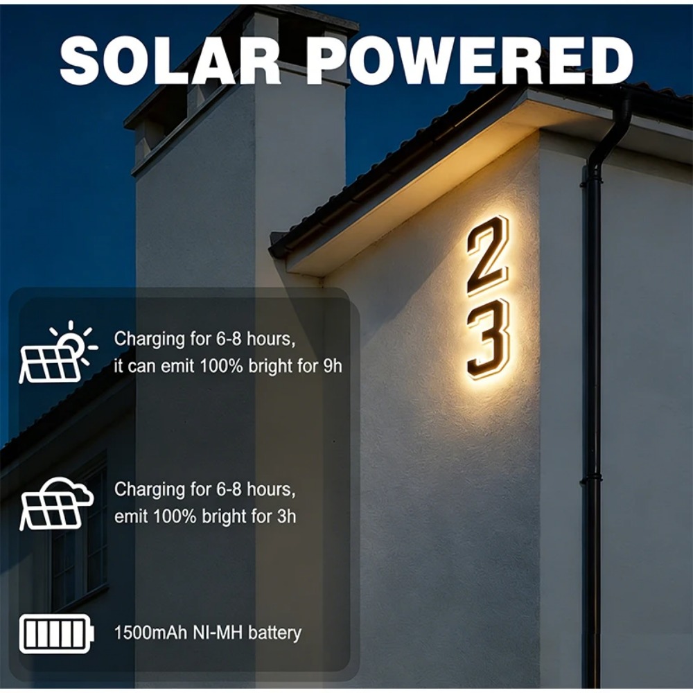 Yeni Güneş Enerjili Adres Tabe - Outdoor Lighting For Front Of House incelemesi ve fiyatı