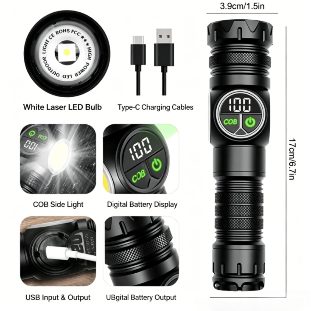 Beyaz Işık LED El Feneri Tip-C - Outdoor Lighting Repair incelemesi ve fiyatı