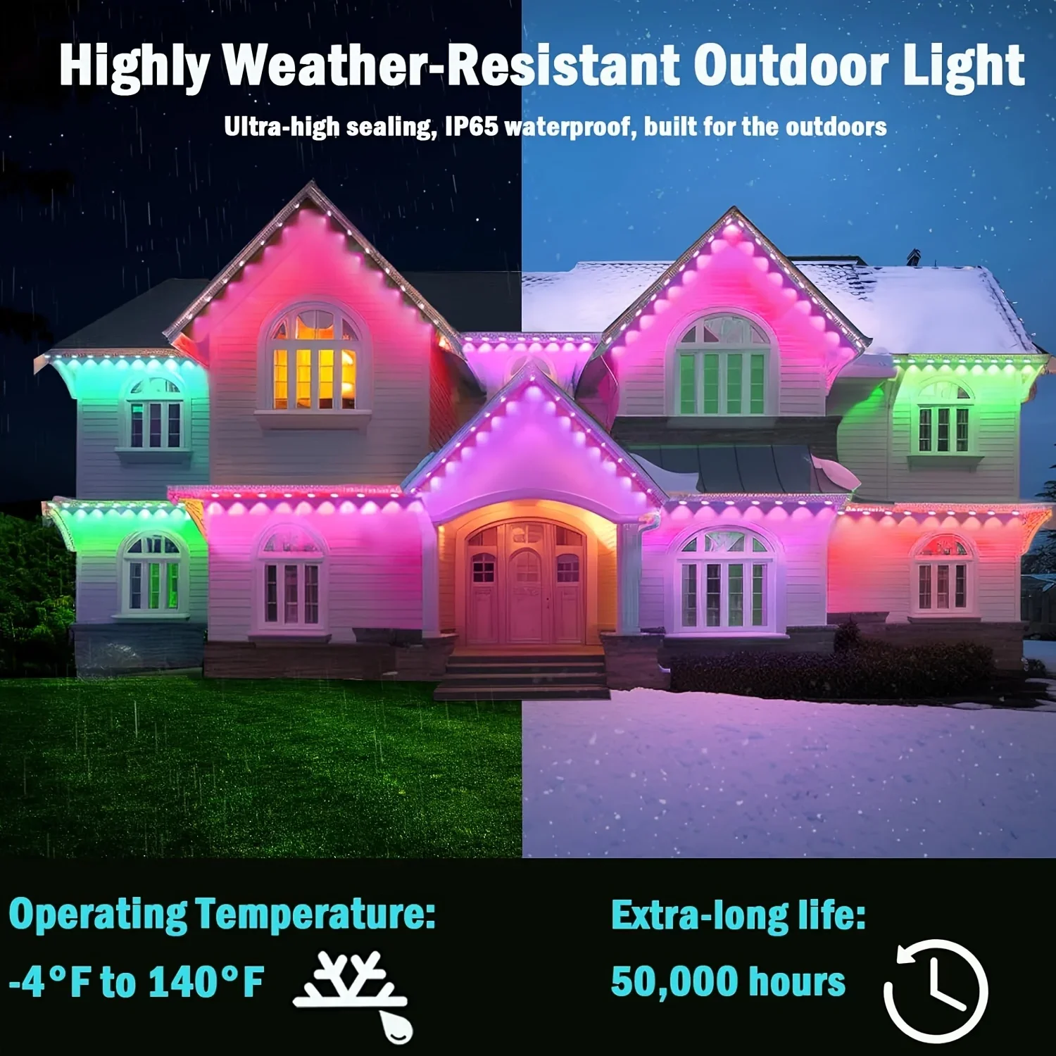 300FT Kalıcı Saçak LED Akıllı  - Outdoor Lighting For Front Of House incelemesi ve fiyatı