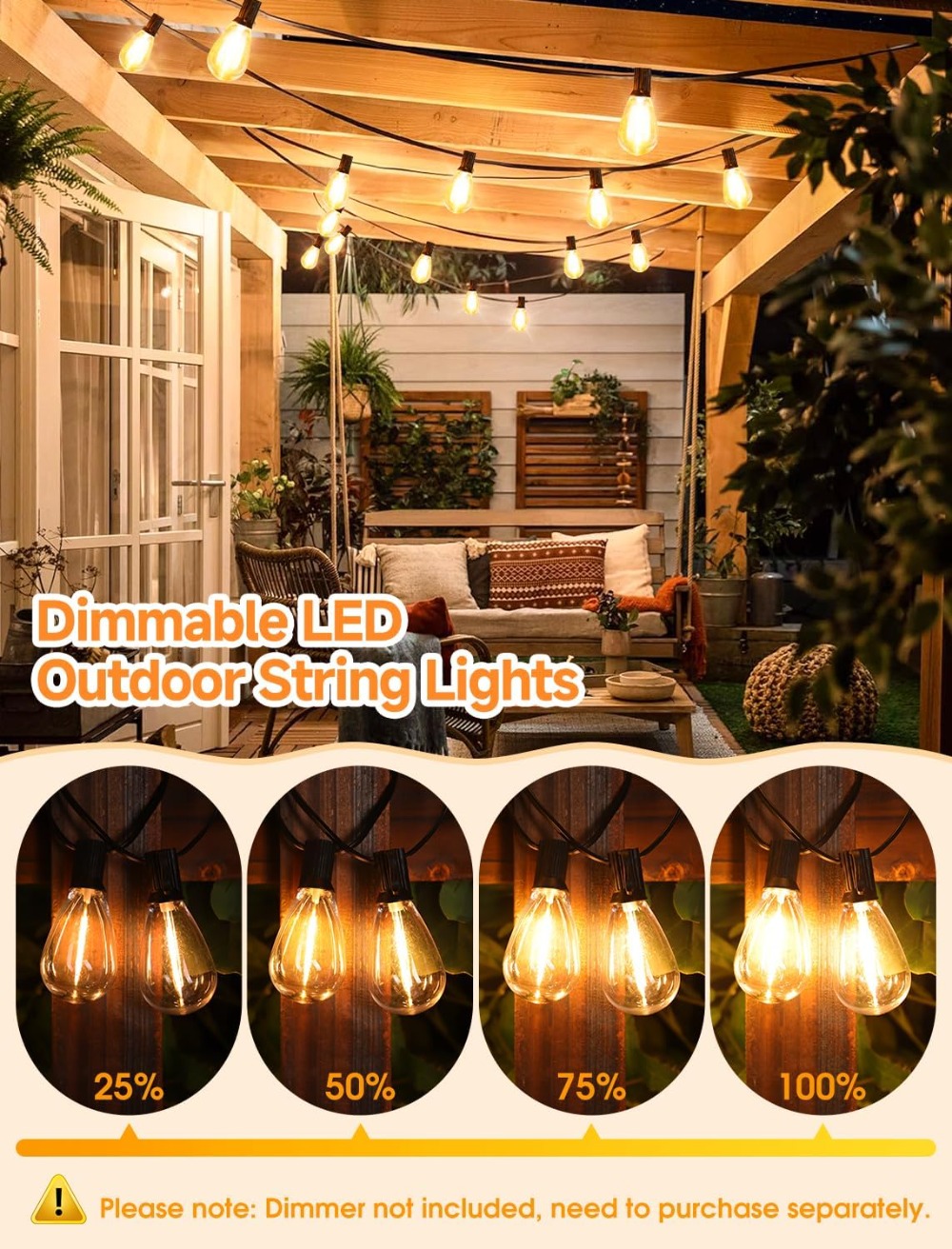 25FT LED Dış Mekan Işık Zincir - Outdoor Lighting For Backyard incelemesi ve fiyatı