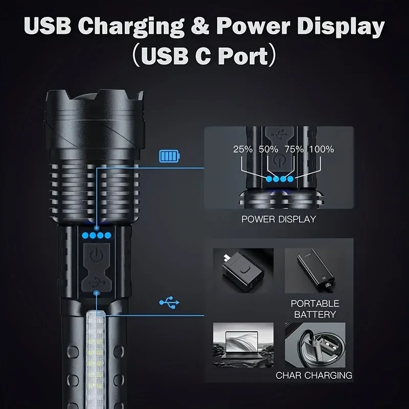 Güçlü LED El Feneri Pil Göster - Outdoor Lighting Battery Powered incelemesi ve fiyatı