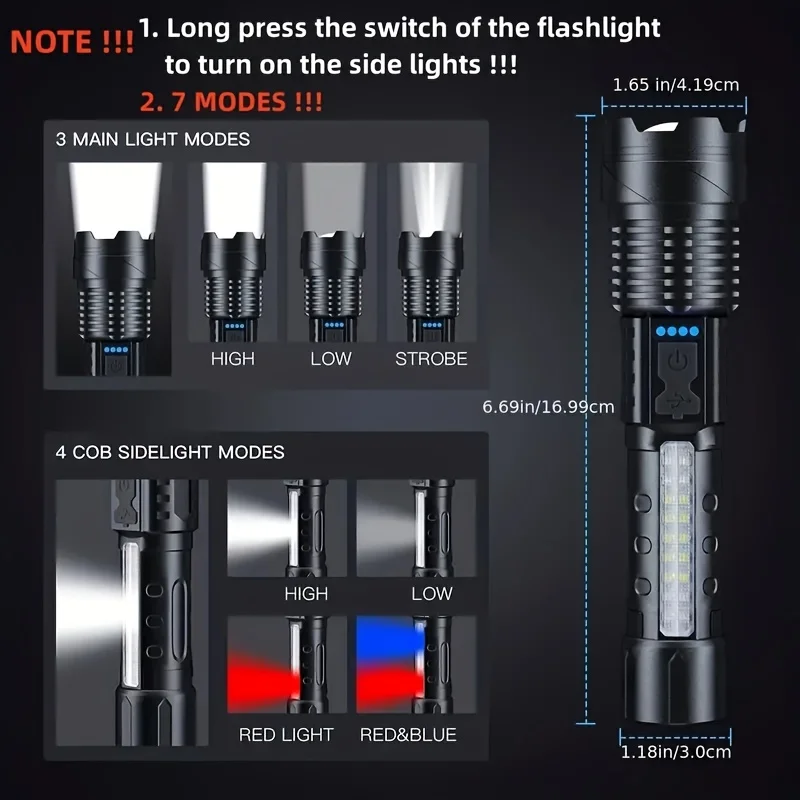 Güçlü LED El Feneri Pil Göster - Outdoor Lighting Battery Powered incelemesi ve fiyatı